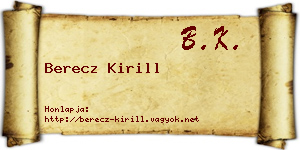 Berecz Kirill névjegykártya